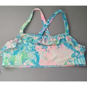Lilly Pulitzer Swim top Girls size 14 ruffle - top only